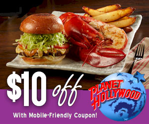 Save $10 Off you meal at Planet Hollywood!