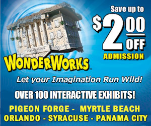 WonderWorks Coupons - Over 100 Hands-On Interactive Exhibits! Save $2.00 per person with this coupon from DestinationCoupons.com!