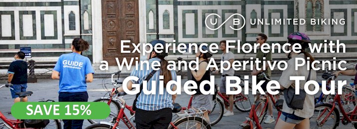 Florence at Night Bike Tour with Wine and Aperitivo Picnic. Save 15% with Coupon Code