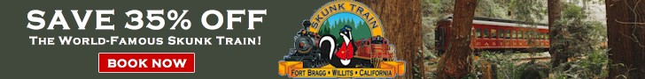 Save 15% Off Skunk Train Railbikes and Pudding Creek Express